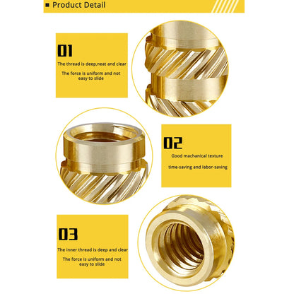 60 x M2 OD3.2mm Length 8mm Brass Hot Melt Insert Knurled Nut For 3D Printer