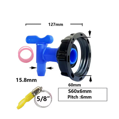 3/4" Thread IBC Tank Tap Adapter S60 to 16mm Hose Drum Garden Barrel Faucet