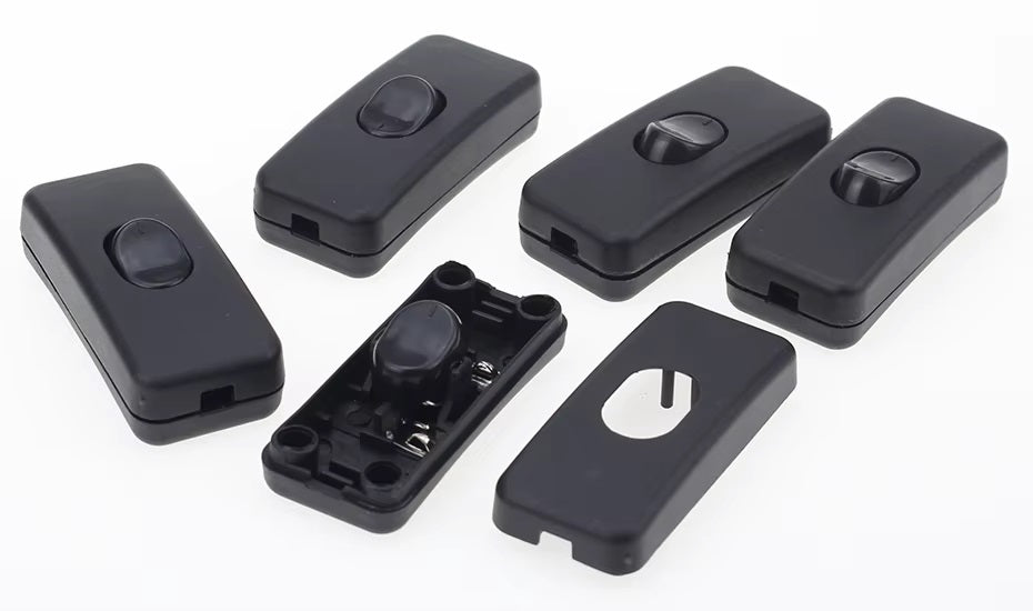 5 x 12V INLINE ON / OFF BLACK ROCKER SWITCH LAMP SPOT LIGHT INLINE CARAVAN