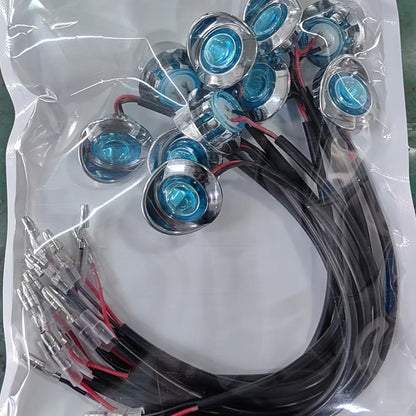 10 x Ice Blue Round LED Side Marker Lamps 1.9CM 12V-24V LED Signal Indicator