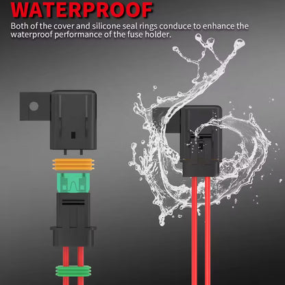 5 x Standard Blade Fuse Holder Waterproof 12AWG Inline Fuse Connector with Fuses