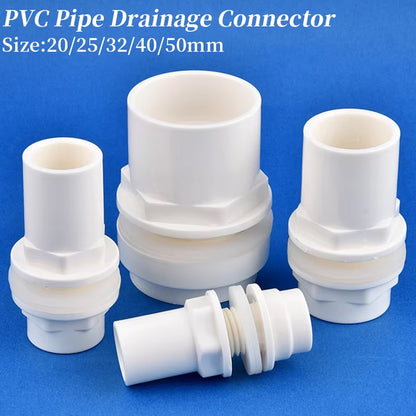 ID50mm White PVC Aquarium Connector Fish Tank Drainage Straight Joint Pipe