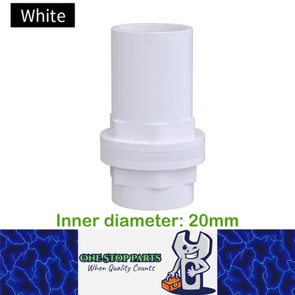 ID20mm White PVC Aquarium Connector Fish Tank Drainage Straight Joint Pipe