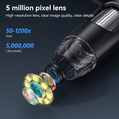 7 inch IPS 1200X Digital Microscope 5MP 1080P 8 LEDs Coin Microscope for Circuit
