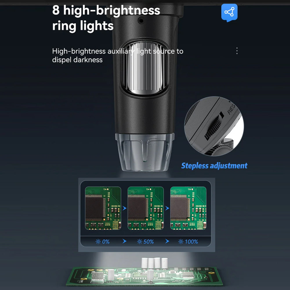 7 inch IPS 1200X Digital Microscope 5MP 1080P 8 LEDs Coin Microscope for Circuit