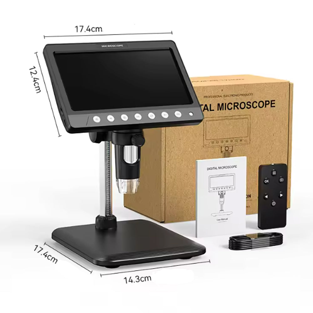 7 inch IPS 1200X Digital Microscope 5MP 1080P 8 LEDs Coin Microscope for Circuit