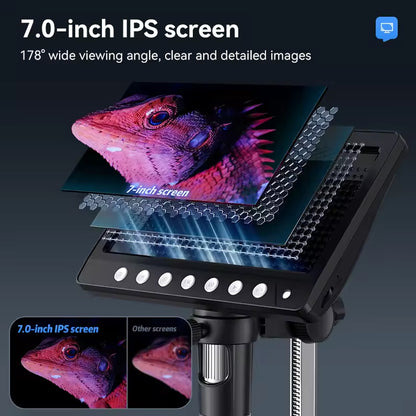 7 inch IPS 1200X Digital Microscope 5MP 1080P 8 LEDs Coin Microscope for Circuit