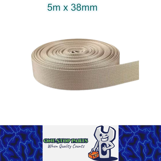 5m x 38mm Khaki Nylon Webbing Strap Safety Belt Knapsack Bag Leash DIY Crafting