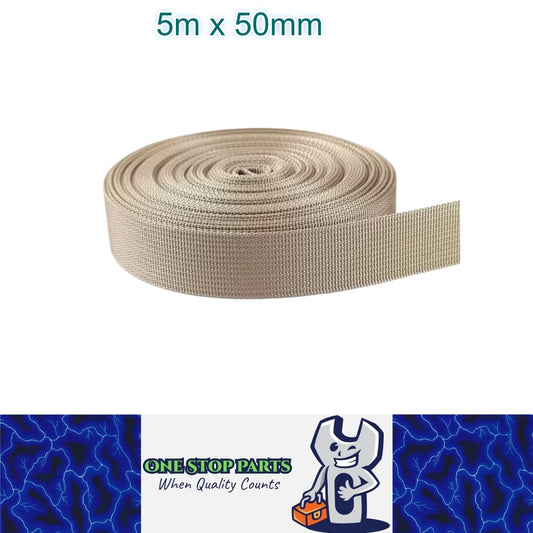 5m x 50mm Khaki Nylon Webbing Strap Safety Belt Knapsack Bag Leash DIY Crafting