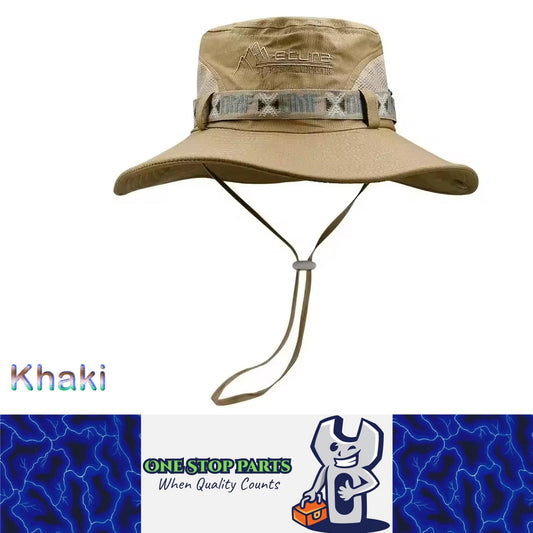 Khaki Men Bucket Hat UV Protection Wide Brim Panama Safari Hiking Fisherman Hat