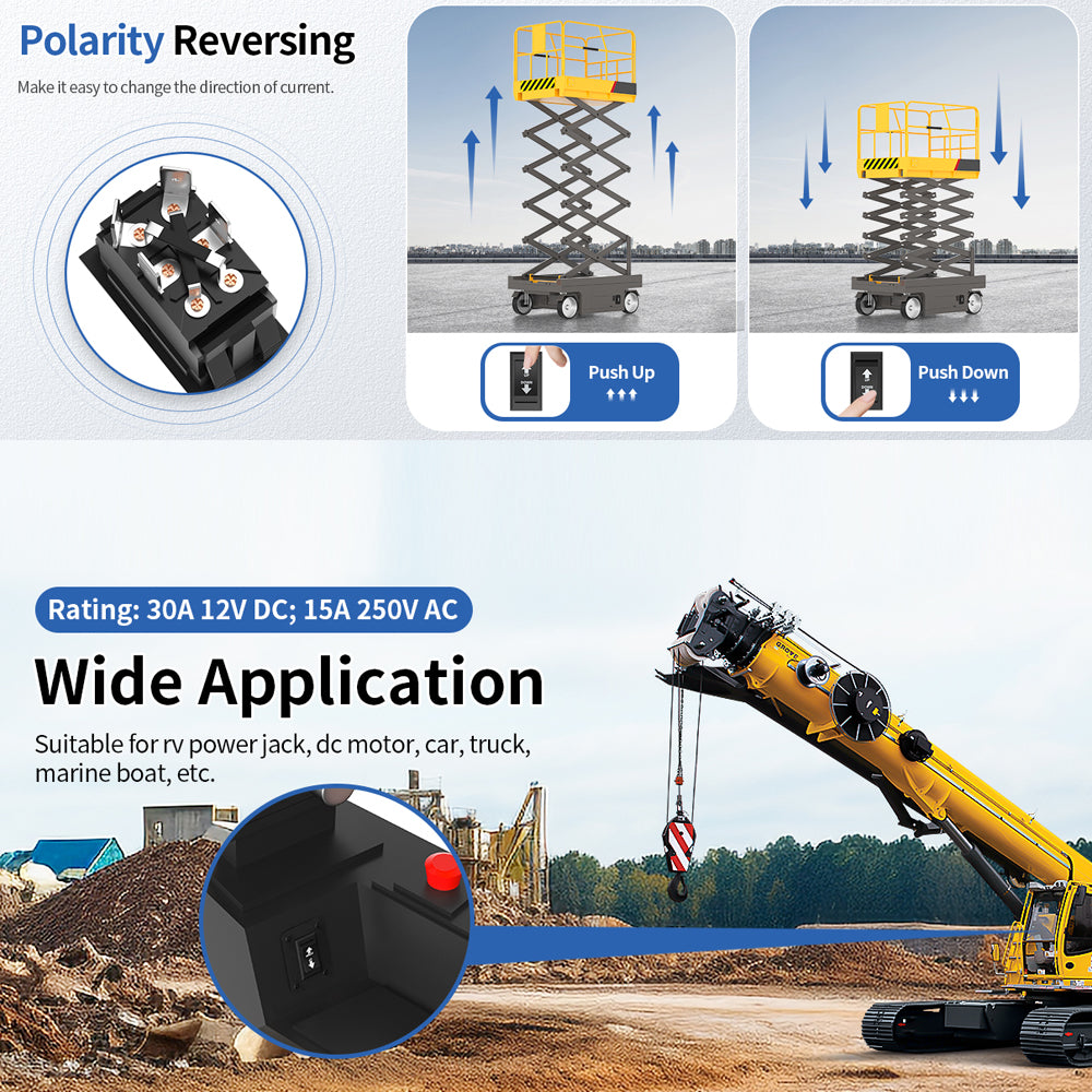 UP Down Momentary Reverse Polarity Switch 12V 30A DPDT Polarity Reversing Switch