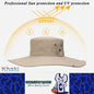Khaki Men Anti-UV Sun Hat Wide Brim Mesh Panama Camping Hiking Fisherman Hat