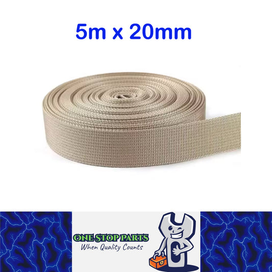 5m x 20mm Khaki Nylon Webbing Strap Safety Belt Knapsack Bag Leash DIY Crafting
