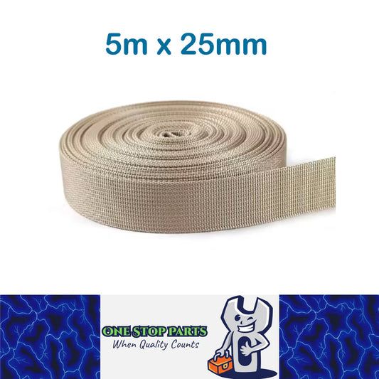 5m x 25mm Khaki Nylon Webbing Strap Safety Belt Knapsack Bag Leash DIY Crafting