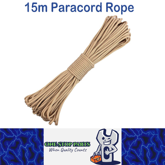 15m Khaki 650lb 9 core Paracord Rope 4mm Parachute Cord Outdoor Camping Rope