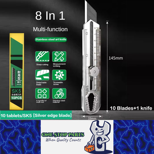 Utility Knife Box Cutter Multitool Stainless Steel Cutter Knife with 10pcs Blade
