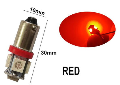 100 x Red 12v BA9S 5x5050smd 150lm Red Bulk Buy (100pcs)