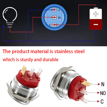 5x Green LED 16mm Metal Rocker Switch 12-24V 10A 3Pin ON/OFF Self-Locking Switch