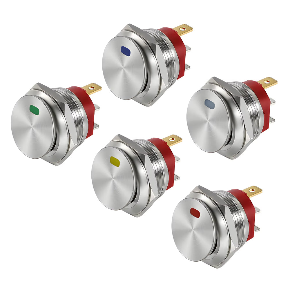 Yellow LED 22mm Metal Push Button Switch 12V 20A 3Pin ON/OFF Self-Locking Switch