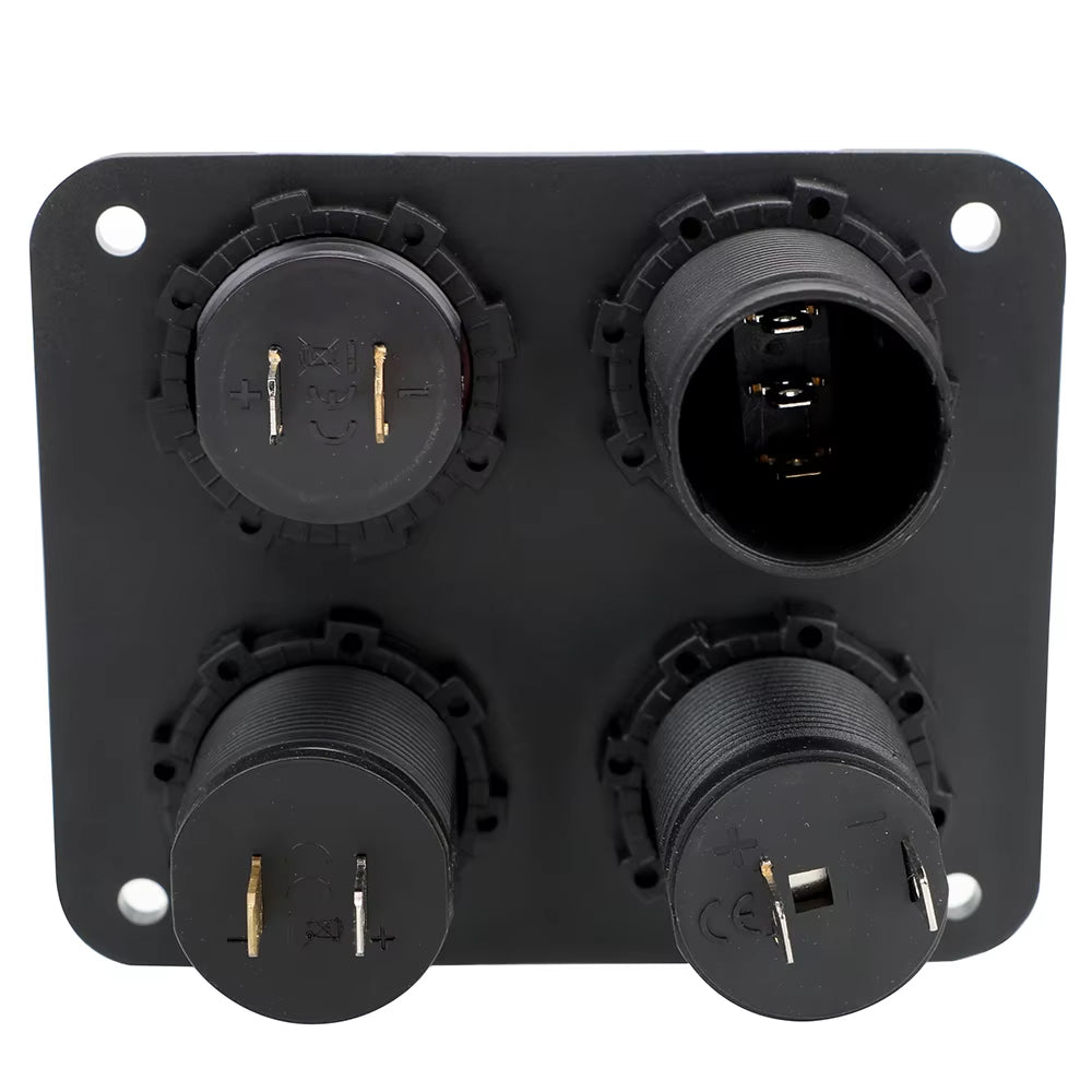 Red LED 4 in1 12V Switch Panel USB Charger Voltmeter Switch and Power Socket