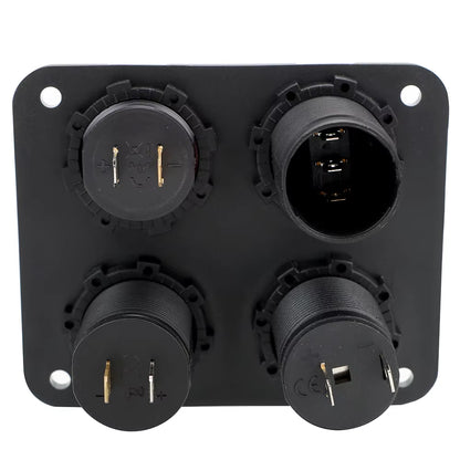 Red LED 4 in1 12V Switch Panel USB Charger Voltmeter Switch and Power Socket