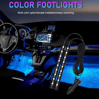 White LED Car Foot Light Interior Atmosphere Lamp with Cigarette Lighter Plug