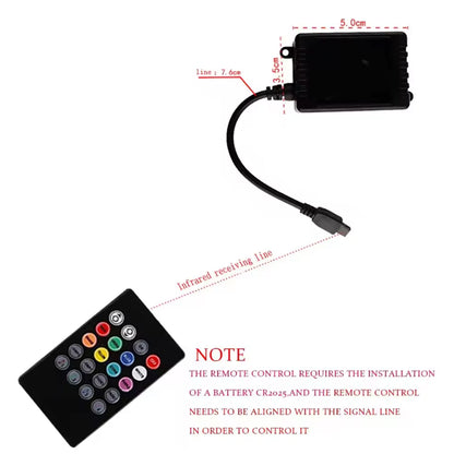 LED RGB Ambient Light Remote Atmosphere Strip Lamp with Cigarette Lighter Plug
