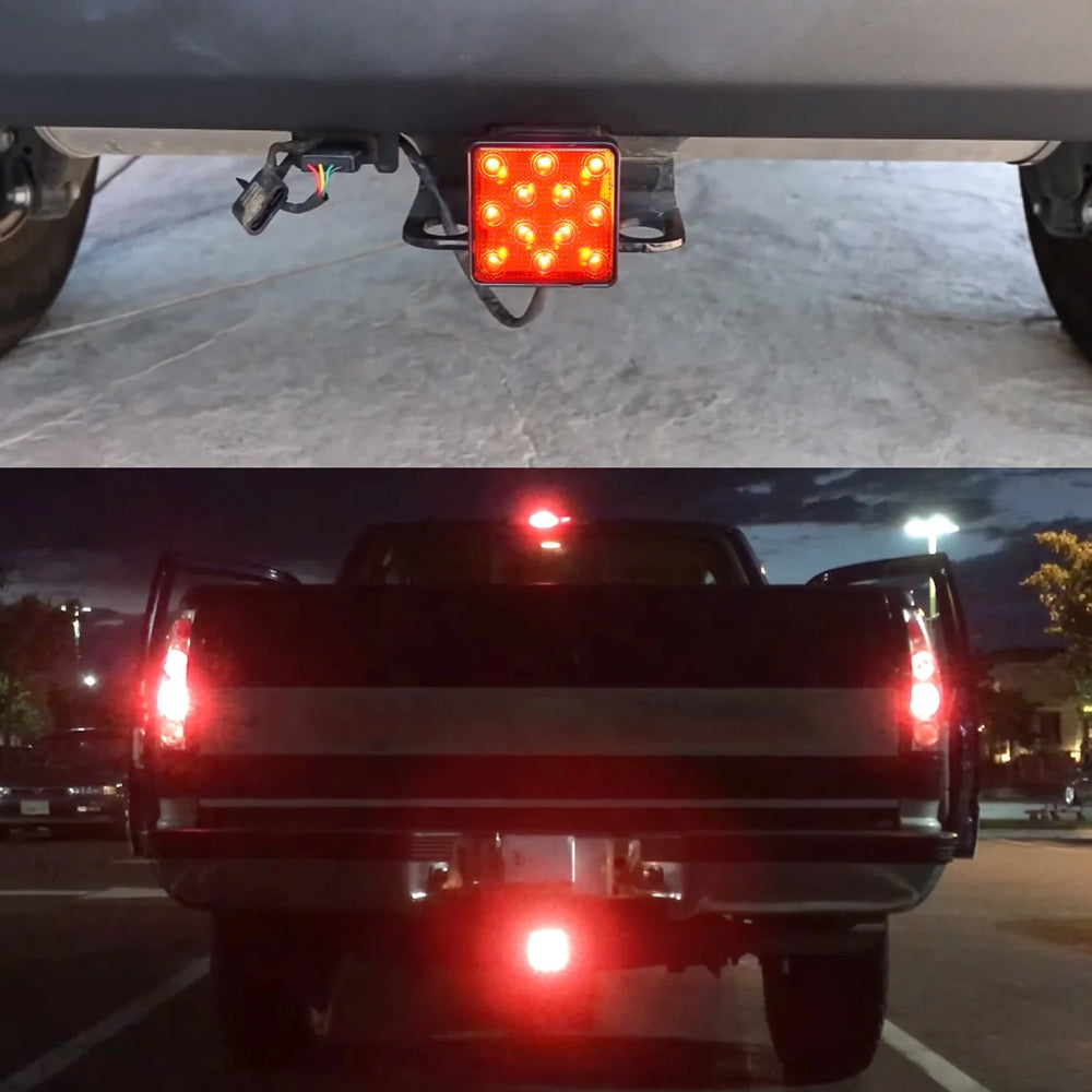 Red LED Car Tail Light Stop Brake Light for Trailer Pickup Hitch (Red Lens)