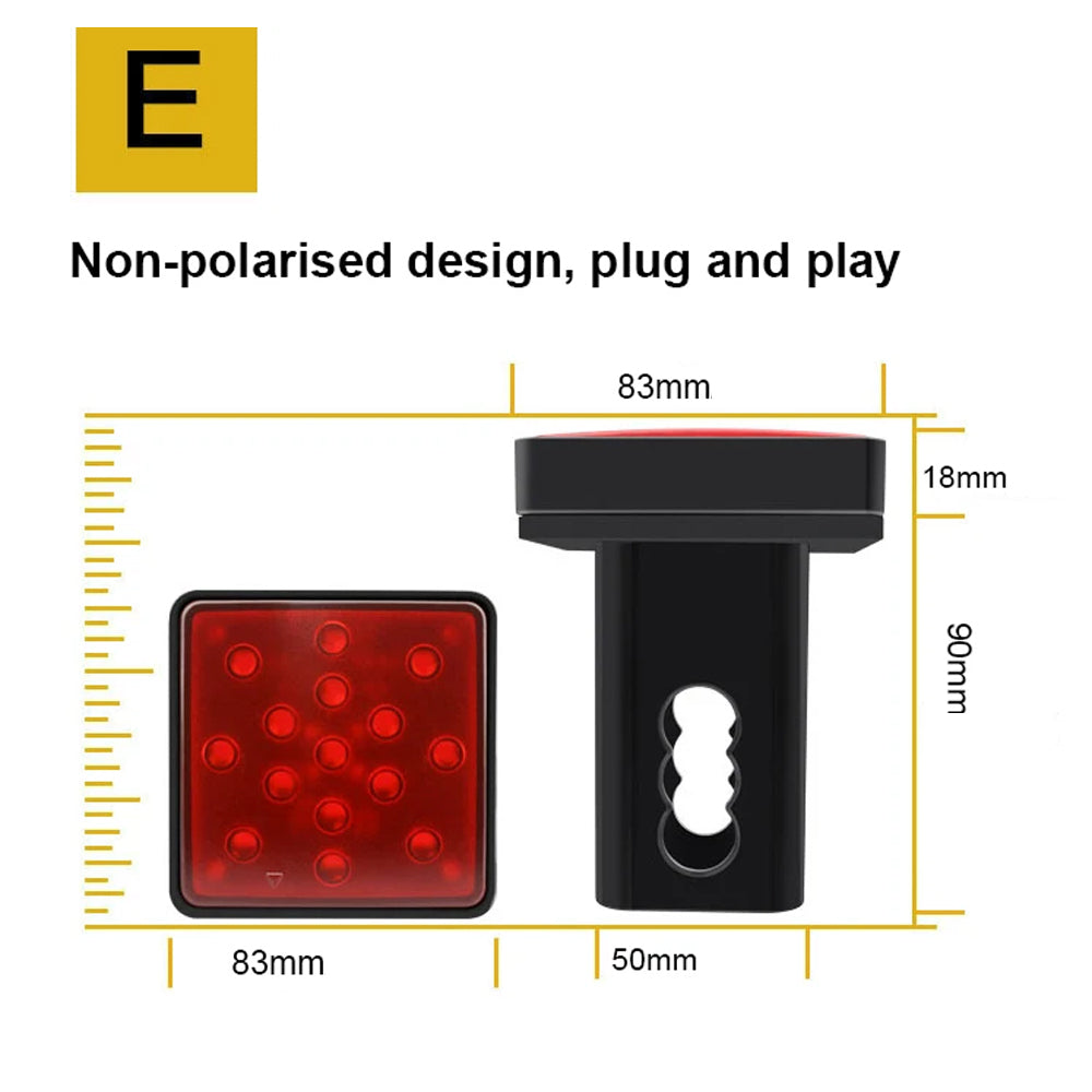 Red LED Car Tail Light Stop Brake Light for Trailer Pickup Hitch (Red Lens)