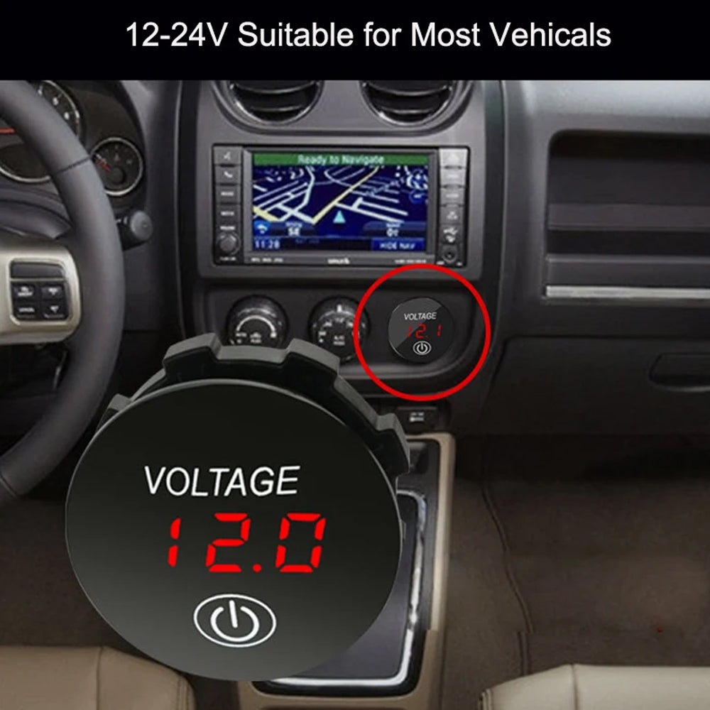 1 x Blue LED Digital Voltmeter Touch Switch Voltage Gauge Meter Car Boat Marine