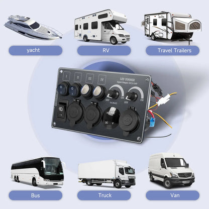 Switch Panel LED Dimmer Switch PD+QC3.0 USB Charger Voltmeter and Power Socket