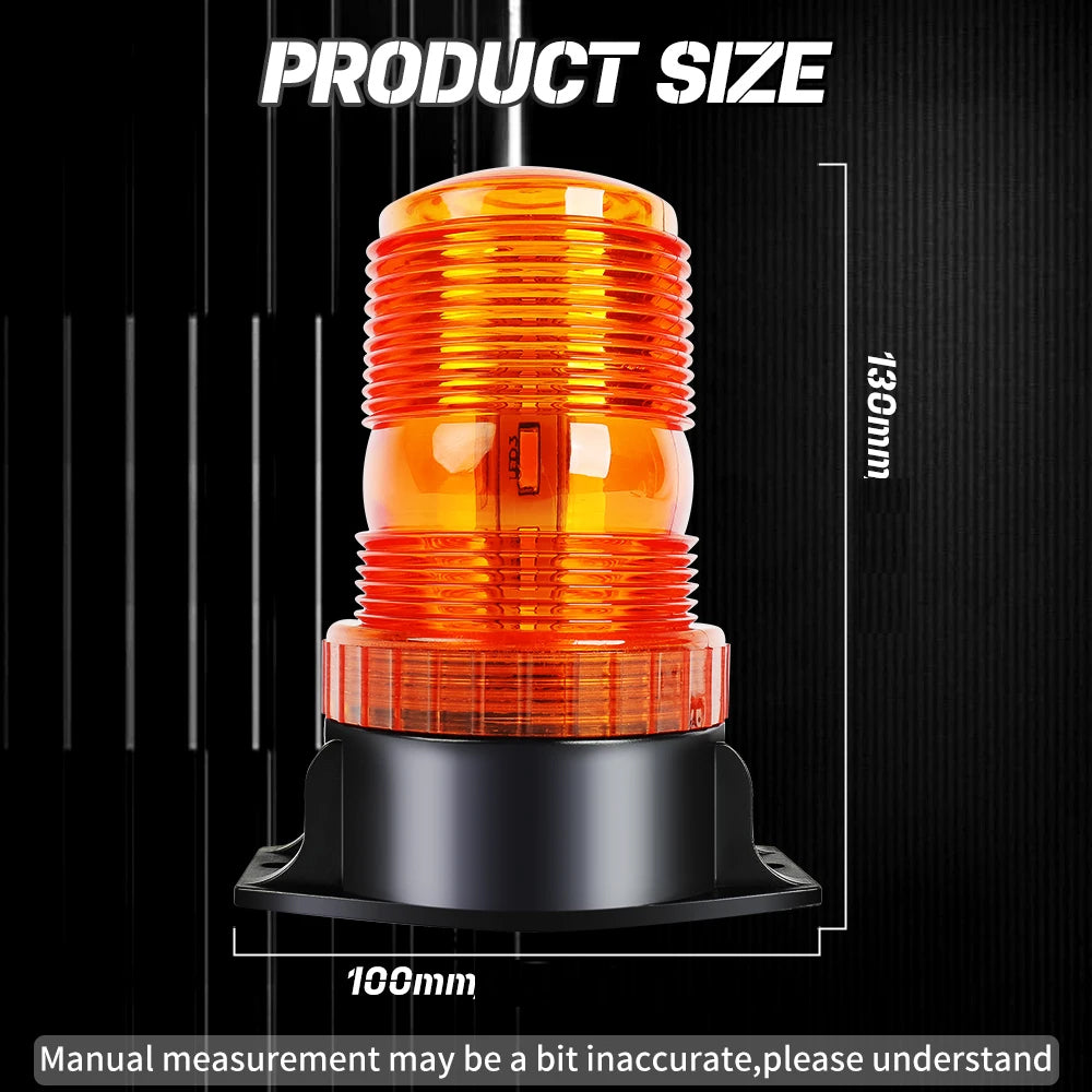 2x Amber LED Emergency Strobe Light 100x130mm Roof Flashing Beacon Warning Light