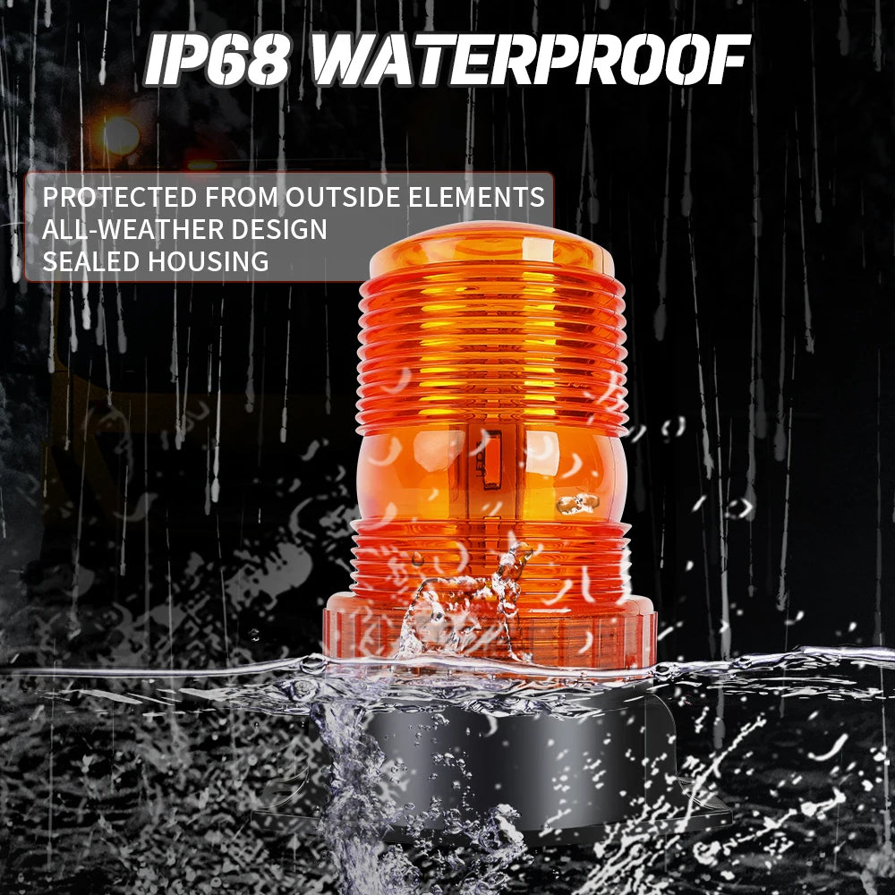 1x Amber LED Emergency Strobe Light 100x130mm Roof Flashing Beacon Warning Light