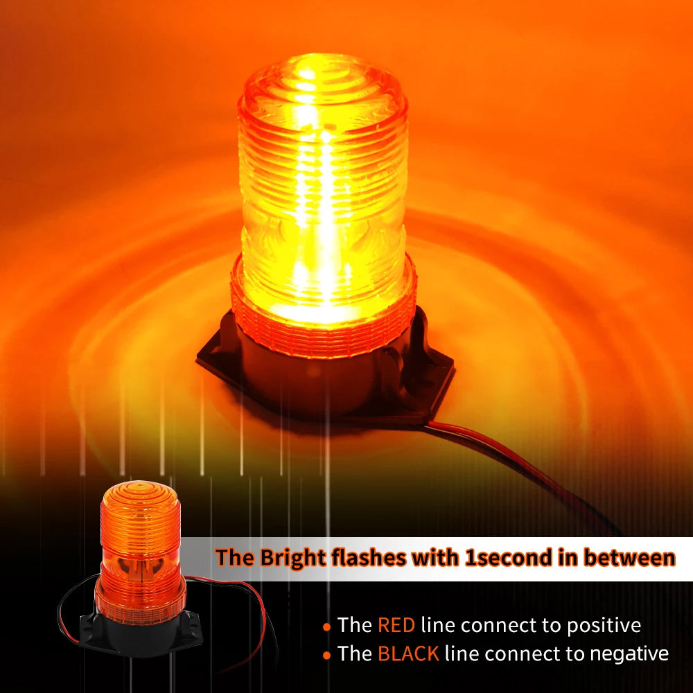 2x Amber LED Emergency Strobe Light 100x130mm Roof Flashing Beacon Warning Light