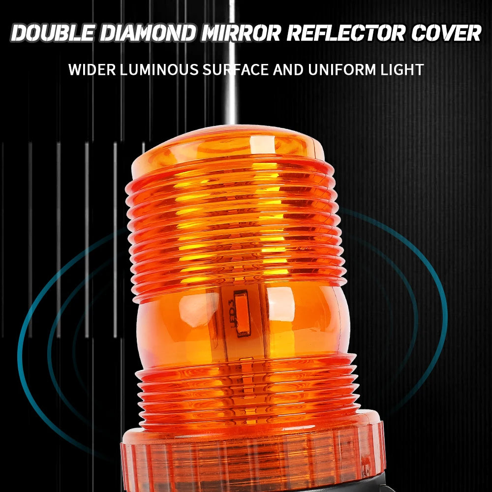 2x Amber LED Emergency Strobe Light 100x130mm Roof Flashing Beacon Warning Light