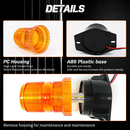 2x Amber LED Emergency Strobe Light 100x130mm Roof Flashing Beacon Warning Light