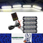 4pcs LED Front Grille Lights White LED Strobe Lights Remote Grill Warning Lamp