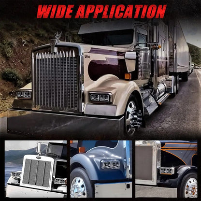 2 x Led Headlight 104x157mm High/Low Beam & Red DRL for H4656/H4651/H4652/H4666