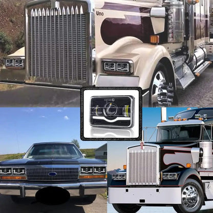 2 x Led Headlight 104x157mm High/Low Beam & Red DRL for H4656/H4651/H4652/H4666