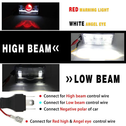 1 x Led Headlight 104x157mm High/Low Beam & Red DRL for H4656/H4651/H4652/H4666