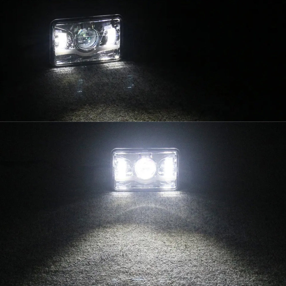 2 x Led Headlight 104x157mm High/Low Beam & Red DRL for H4656/H4651/H4652/H4666