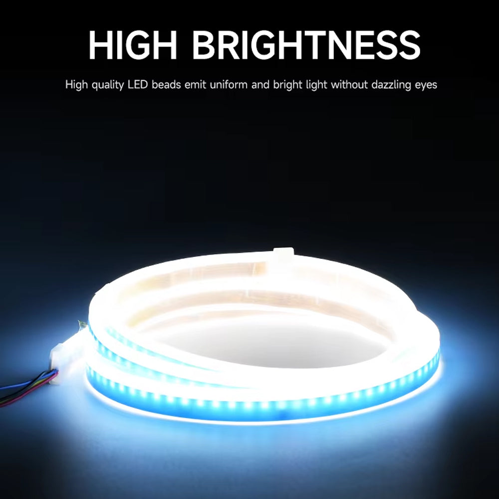 1.8m White LED Hood Strip Light Start Scan Dynamic DRL & Yellow Turn Signal Lamp