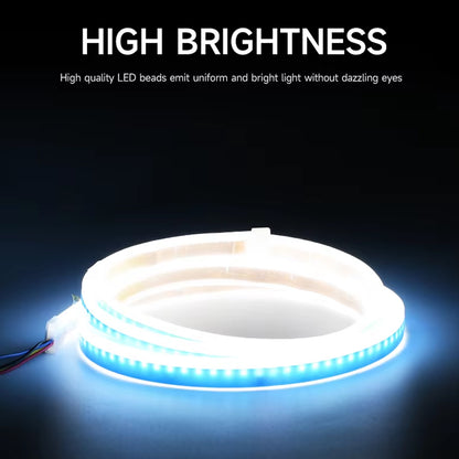 1.8m White LED Hood Strip Light Start Scan Dynamic DRL & Yellow Turn Signal Lamp