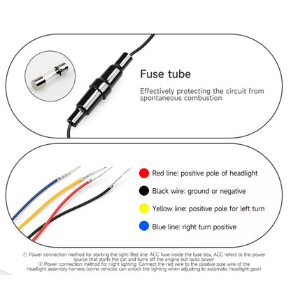 1.5m Red LED Hood Strip Light Start Scan Dynamic DRL & Yellow Turn Signal Lamp