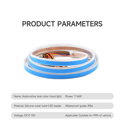 1.5m Blue LED Hood Strip Light Start Scan Dynamic DRL & Yellow Turn Signal Lamp