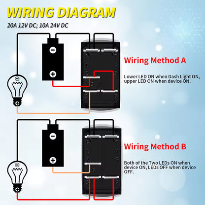 LED Light Bar Switch ON/Off Laser Rocker Switch 12V-24V 20A 5Pin with Blue LED