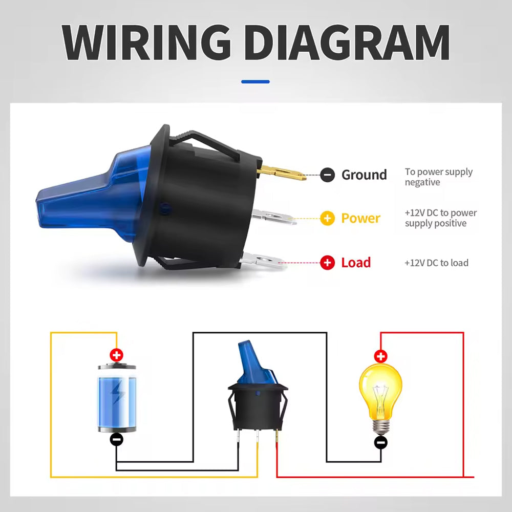 4pcs LED Lighted Toggle Switch Round 20mm 12V 20A ON/Off 3 Pin Car Truck Boat