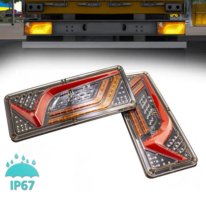 2 x 12V LED Rear Lamps Stop Tail Indicator Reverse Lights for Trailer Truck