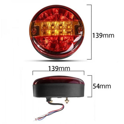 2 x LED Rear Light Round 139mm 12-24V Stop Tail Indicator Lamp Trailer Truck