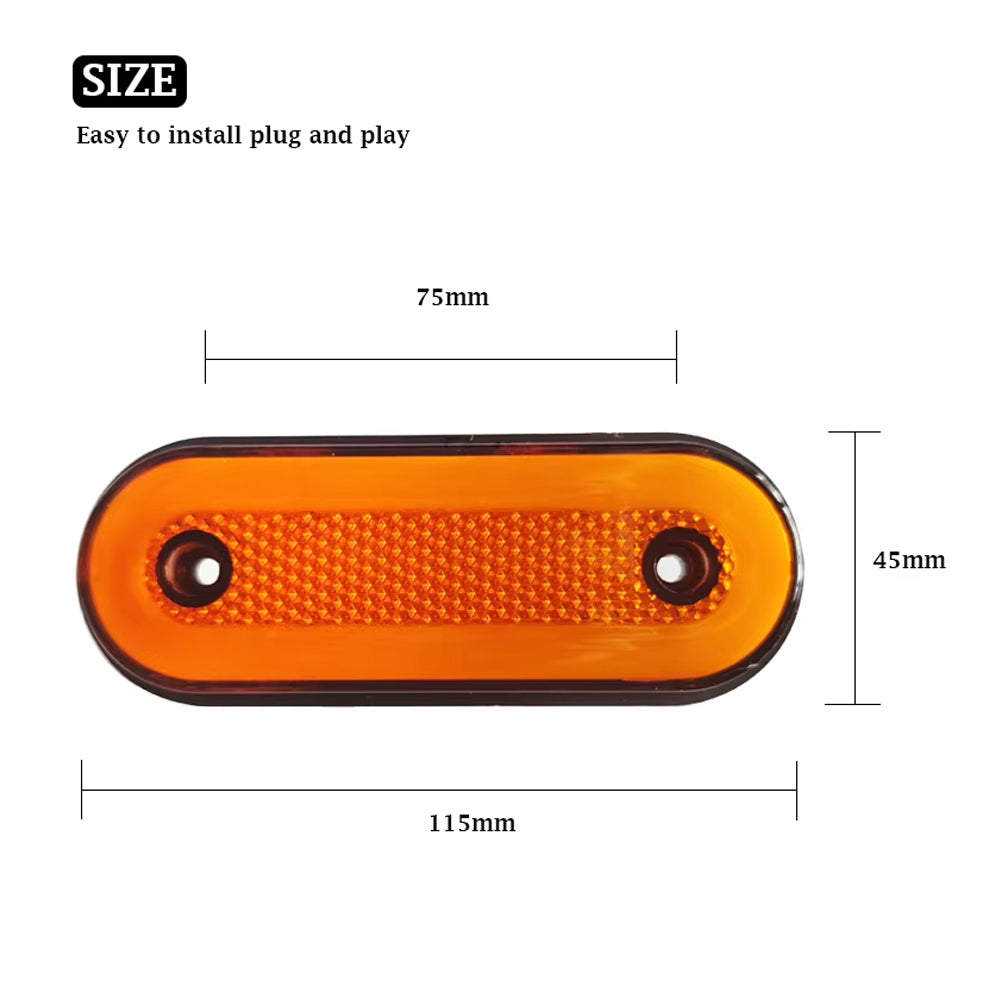 5 x Amber LED Side Marker Lamps 20SMD 12V-24V LED Marker Lights with Reflector